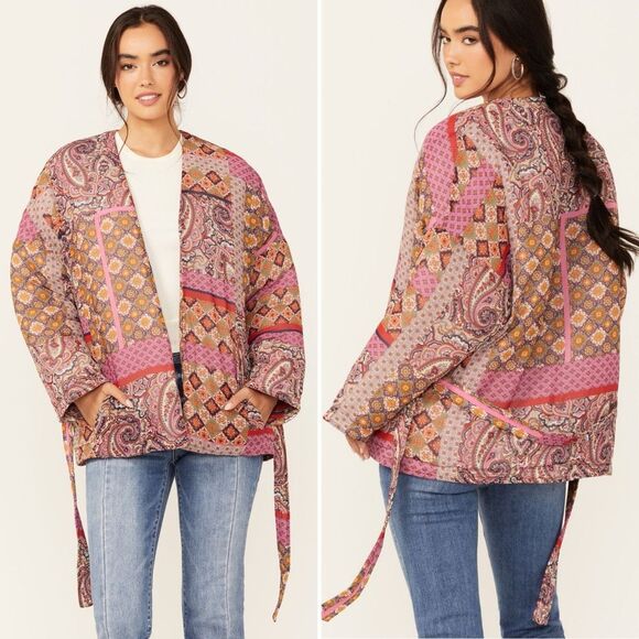 NEW Molly Bracken Fuchsia Livia Quilted Jacket S Boho Cottagecore Shaket Warm - Picture 5 of 13